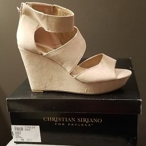 Women size 10 Suede Nude Wedges